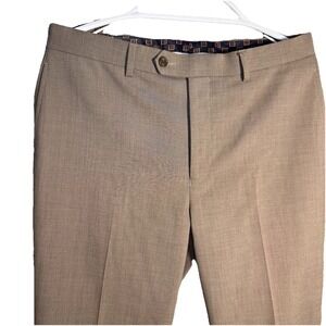 Lauren Ralph Lauren 33x32 Tan Brown Ultraflex Flat Front Mens Dress Pants EUC